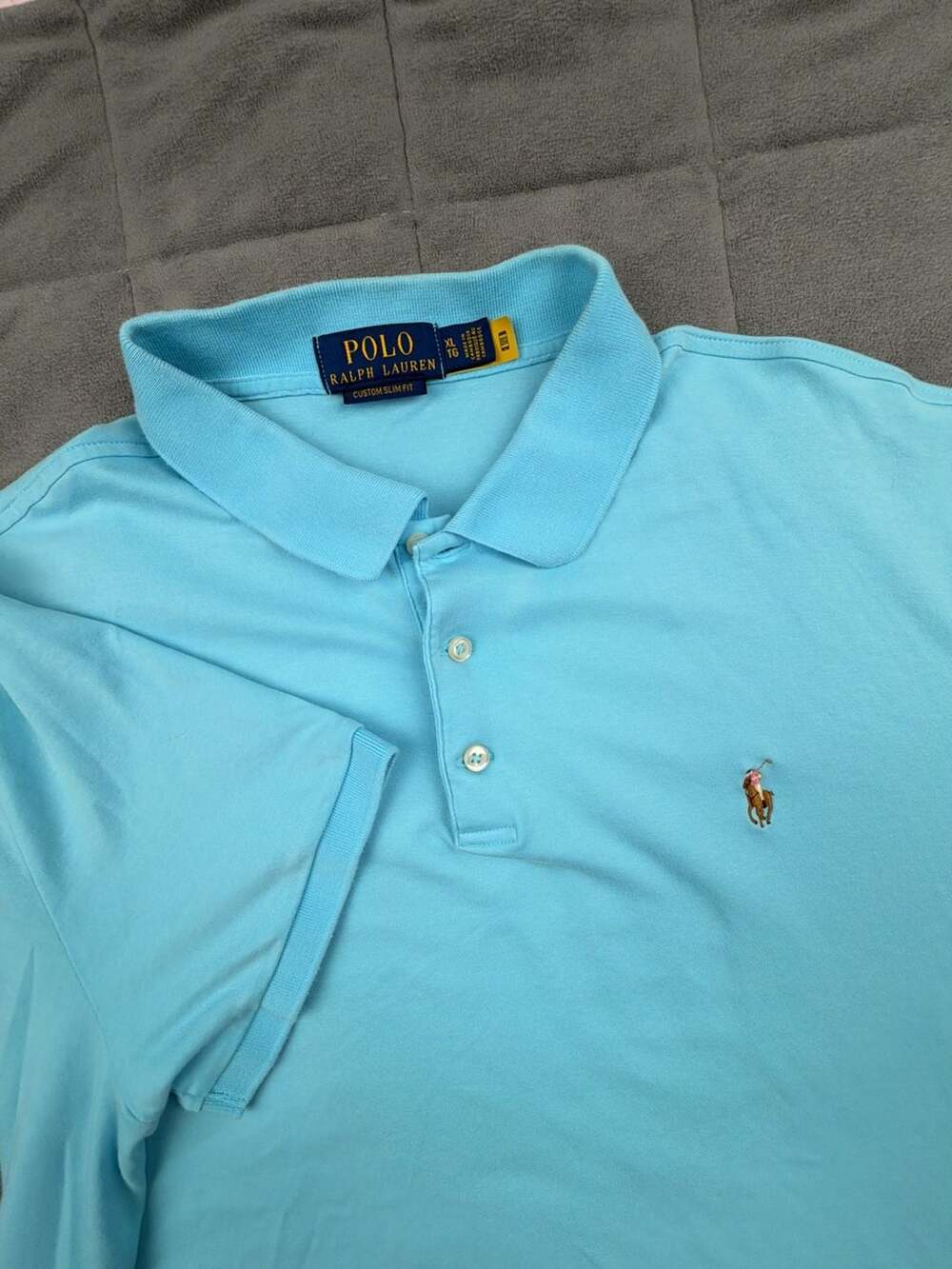 Polo Ralph Lauren Custom Slim Fit Polo Shirt Light Blue XL
